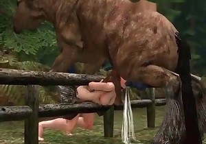 Brunette fucked by a cartoon stallion