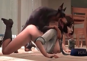 Doberman is getting in the bestiality