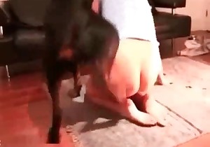 Tight puss filled out by a massive animal cock