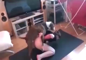 Grey dog's great dick invading tight Russian hole